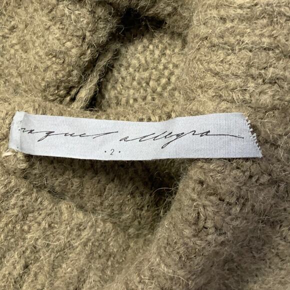 RAQUEL ALLEGRA Size 2 Green White Yellow Alpaca Blend Knit Eye Chain Sweater - Picture 6 of 7